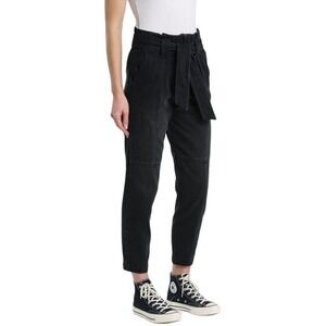 PISTOLA Windsor Paper Bag Pants Women Size 25 Black‎ High Waisted Utility Denim